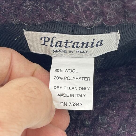 Platania Women’s Hat Made In Italy Purple Wool Blend Flower One Size - Picture 9 of 10